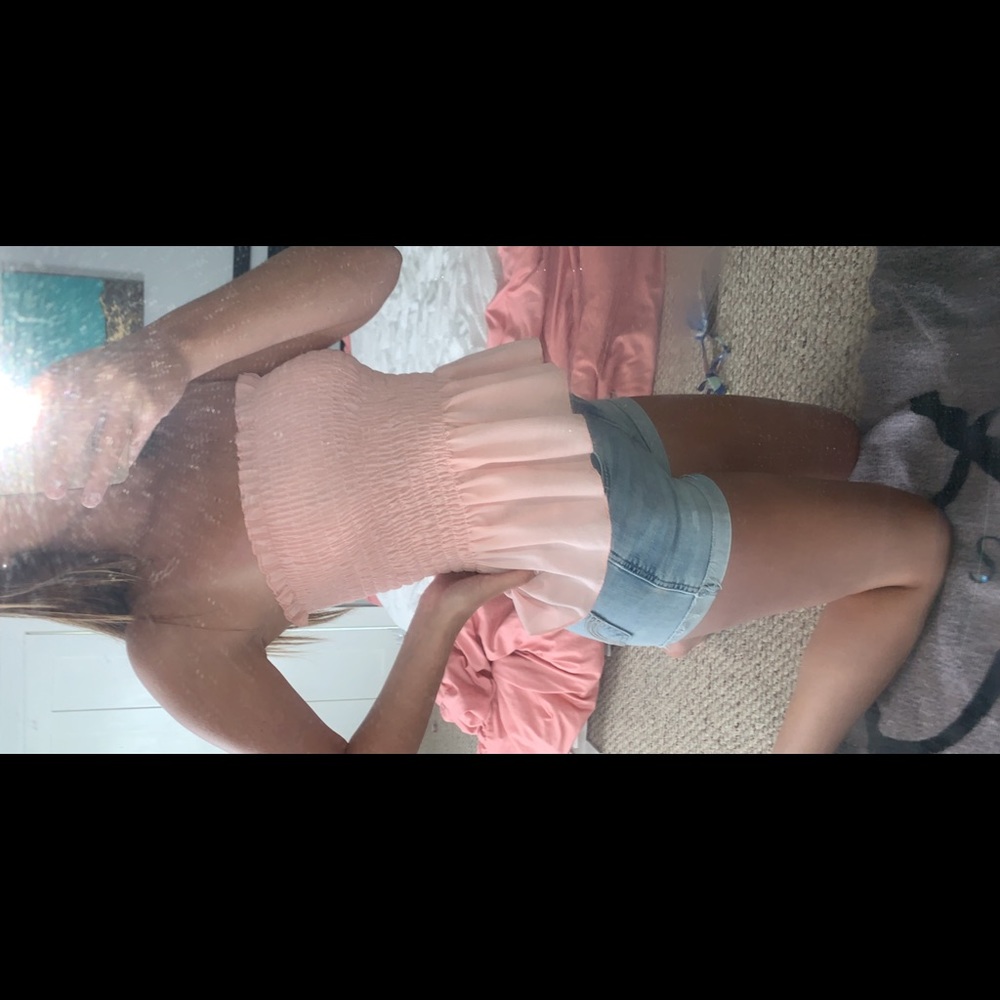 Pink strapless crop too